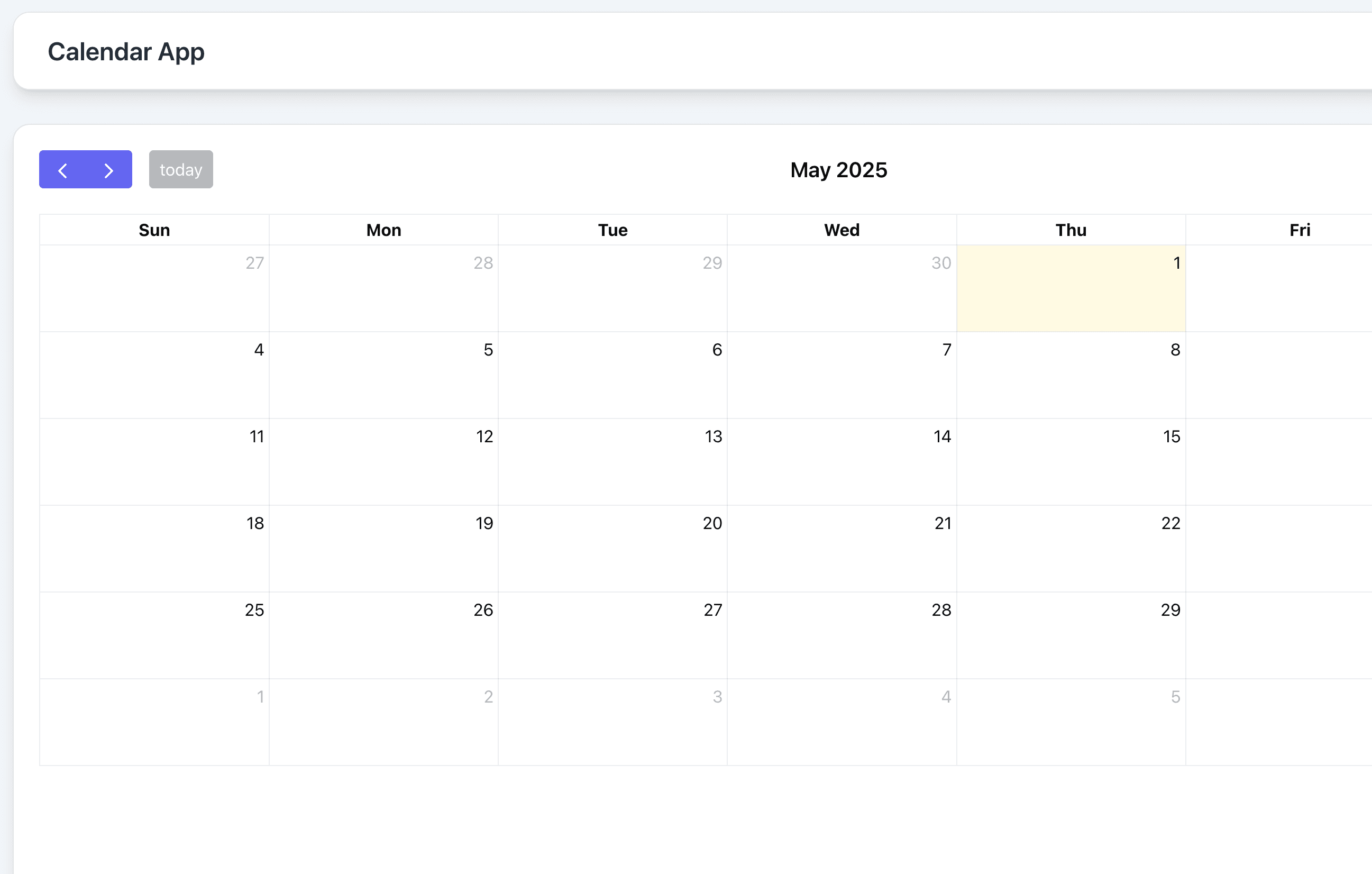 Calendar App